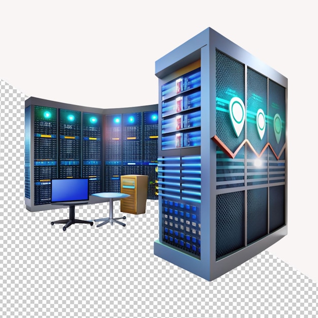 server rack room on transparent background