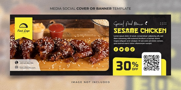 Sesame Chicken Asian Food Menu Social Media Post Template