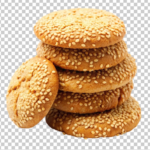 sesame cookies isolated on transparent background