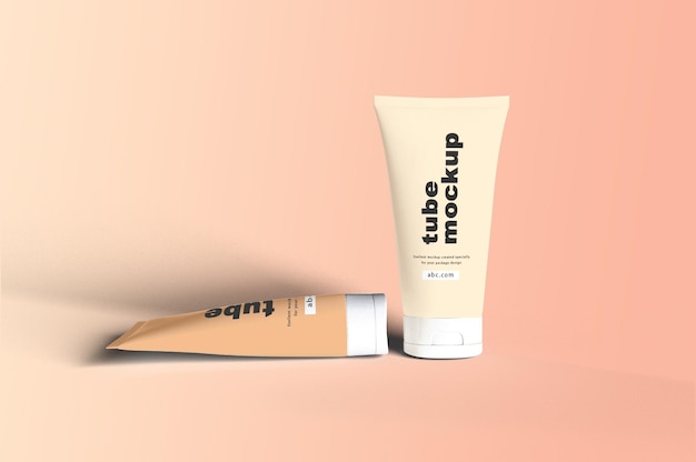 Set of 2 Small tubes with lotion mockup PSD