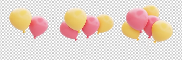 Set of 3d balloon floating Great discount and sale promotion concept object collection 3d rendering