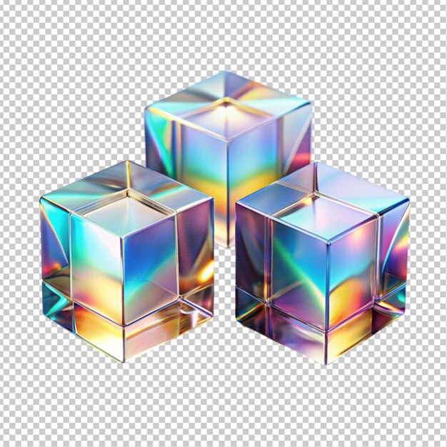 PSD set of 3d crystal glass cubes with refry transparent background