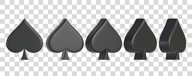 Set of aces cards symbols isolated on white background Spade icon 3D render illustration