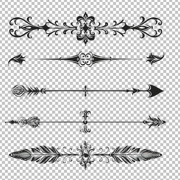 PSD a set of arrows and arrows for the design of a design on transparent background png