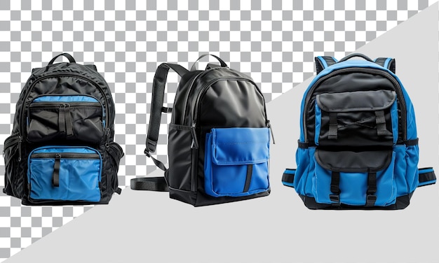 Set of backpacks blue colors and different variant