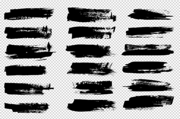 A set of black grunge brush strokes.