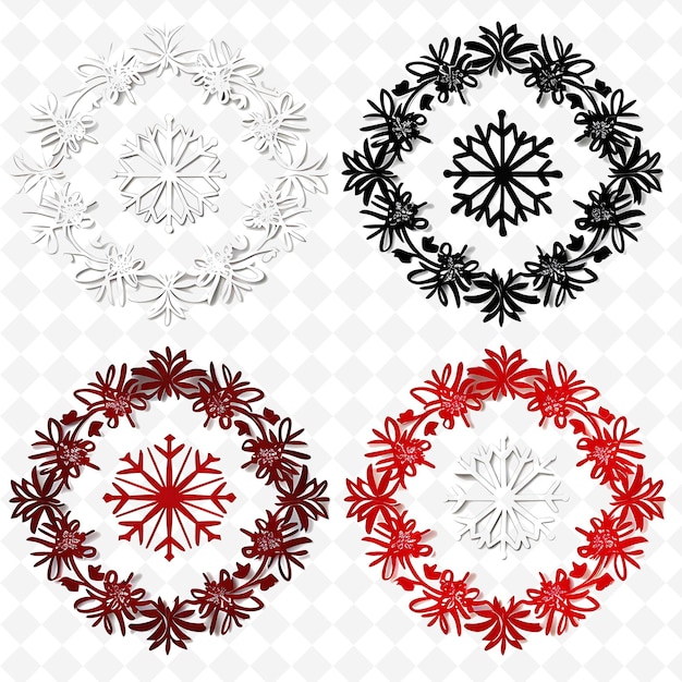 PSD a set of black and red circles and snowflakes