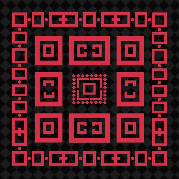 a set of black and red squares with a black background