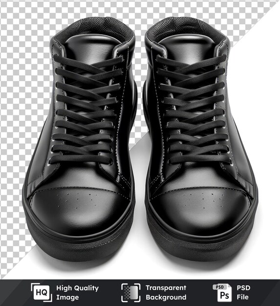 PSD set of black shoes isolated on transparent background psd