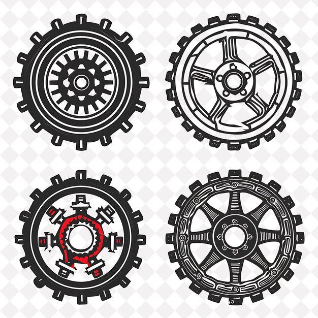 PSD a set of black and white gears with the words gears and the word gear on it