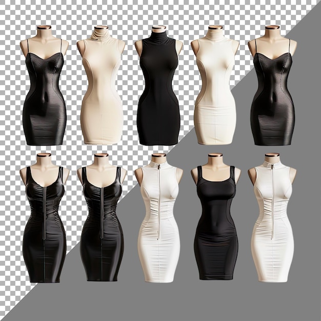 PSD set of bodycon dresses no background