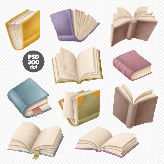 Set of books clipart isolated