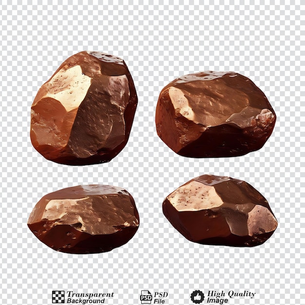 set of bronze nuggets isolated on transparent background