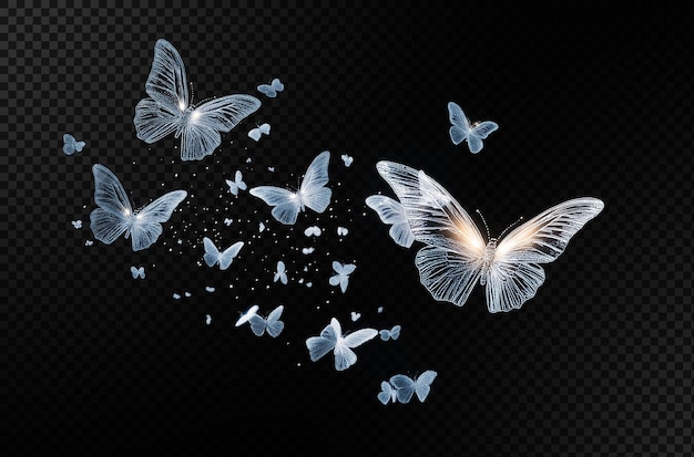 a set of butterflies with a black background and a black background with a butterfly