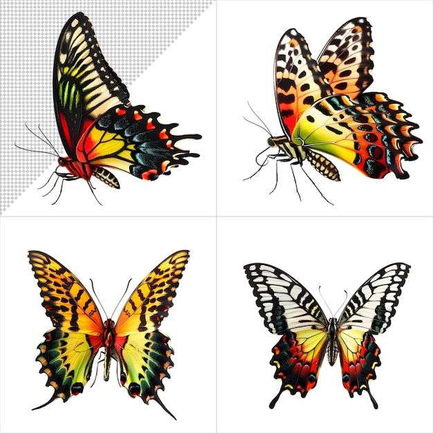 Set of Butterfly Illustrations with No Background