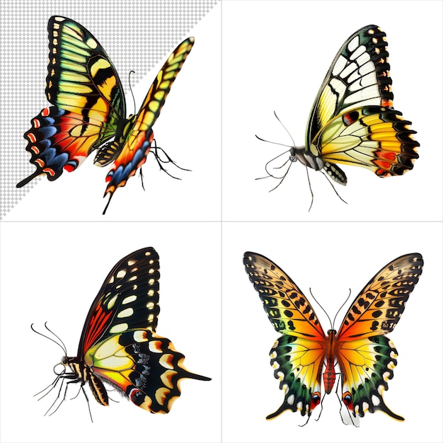 Set of Butterfly Illustrations with No Background