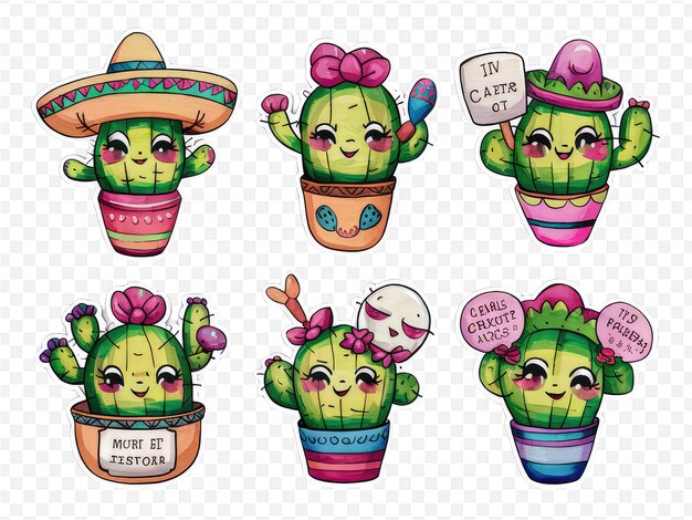 PSD a set of cactus pots with a sign that says quot hello kitty quot