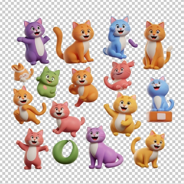 PSD a set of cartoon animals with different colors and shapes