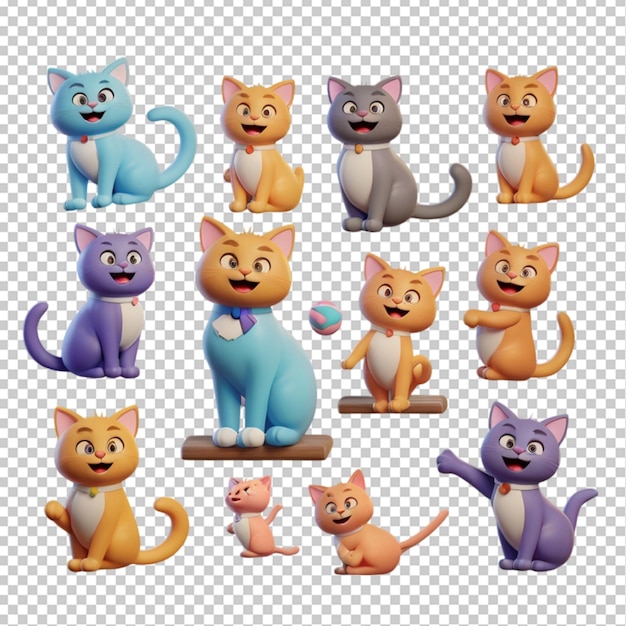 PSD a set of cartoon cats with one of them labeled quot cats quot