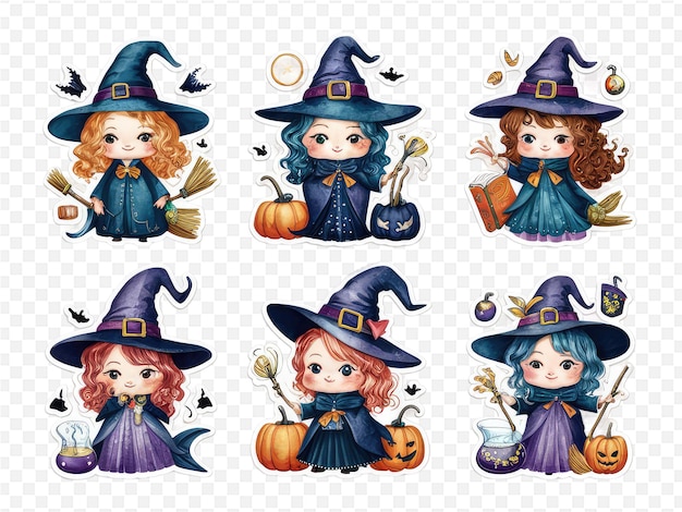 a set of cartoon characters for halloween including a witch and witch