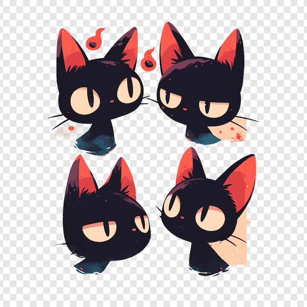 a set of cats with eyes and ears