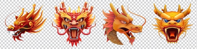 PSD a set of chinese dragon on transparent background