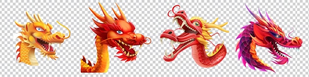 PSD a set of chinese dragon on transparent background