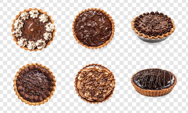 PSD set of chocolate pie top view full length on transparency background psd