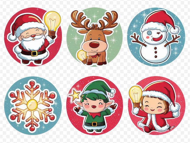 PSD a set of christmas icons including santa santa deer and deer