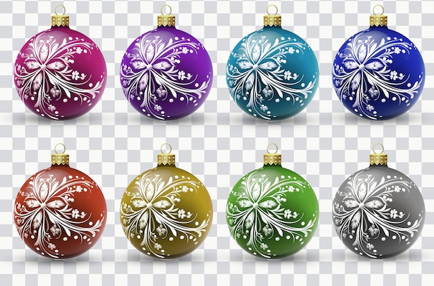 PSD a set of christmas ornaments soft smooth lighting only png premium psd