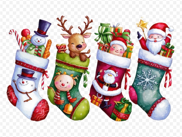 a set of christmas santas with santa and snowman on the bottom