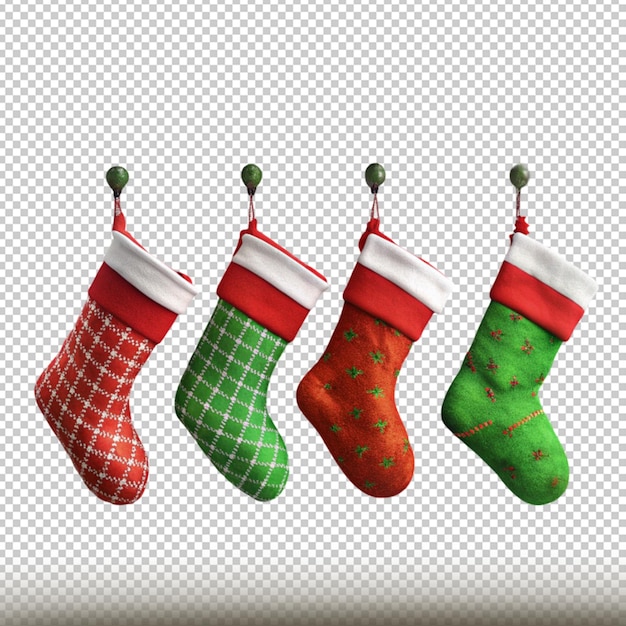 PSD a set of christmas stockings hanging on a wire