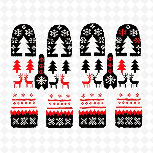 a set of christmas sweaters with deers and trees