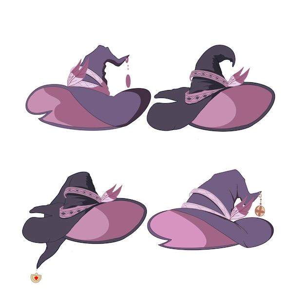 PSD set of classic halloween witchhat