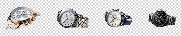 PSD set collection of chronograph watch isolated on transparent background