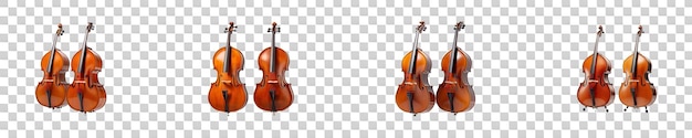 PSD set collection of double basses isolated on transparent background