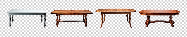 Set Collection of Extendable Dining Table isolated on transparent background