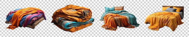 Set collection of Handloom Bed Sheet isolated on transparent background