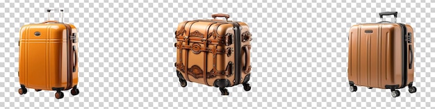 PSD set collection of luggage trolley bag isolated on transparent background