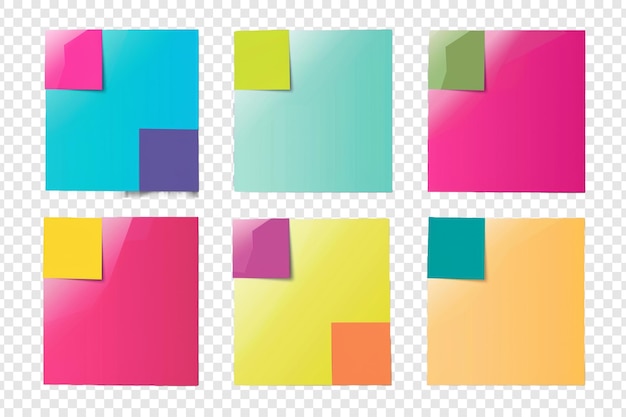 set of color square sticker isolated on transparent background