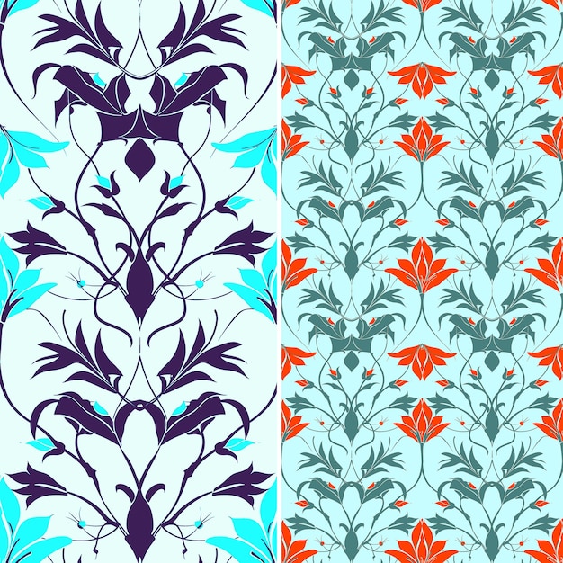 PSD a set of colorful abstract patterns with flowers and leaves