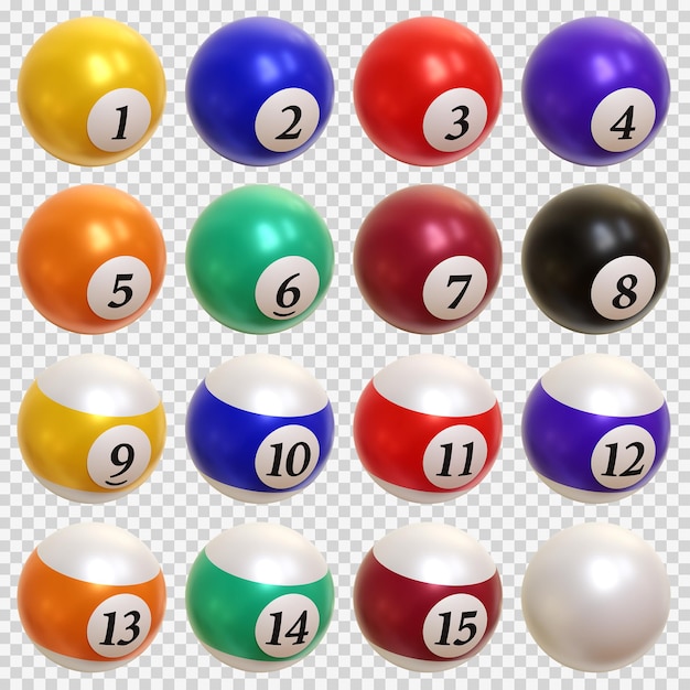 Set of colorful billiard balls high quality 3d render