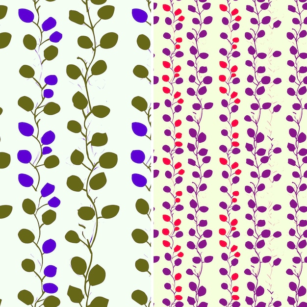 PSD a set of colorful floral patterns with purple flowers