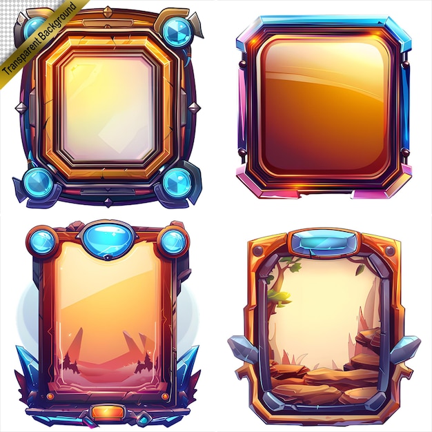 PSD set of colorful frames with different shapes game assets