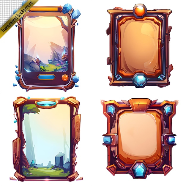 PSD set of colorful frames with different shapes game assets