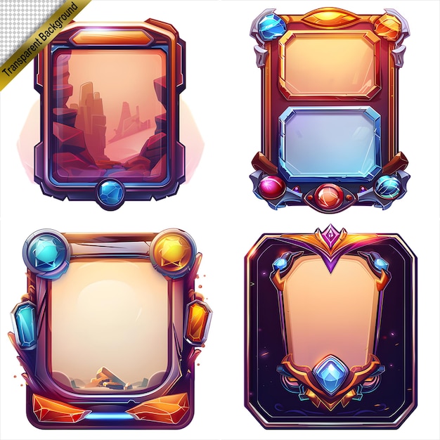 PSD set of colorful frames with different shapes game assets