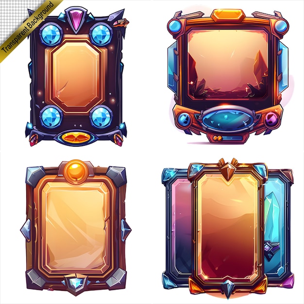 PSD set of colorful frames with different shapes game assets