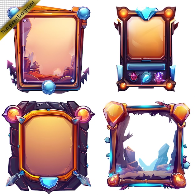 PSD set of colorful frames with different shapes game assets