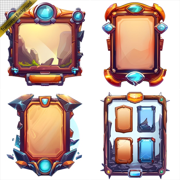 PSD set of colorful frames with different shapes game assets