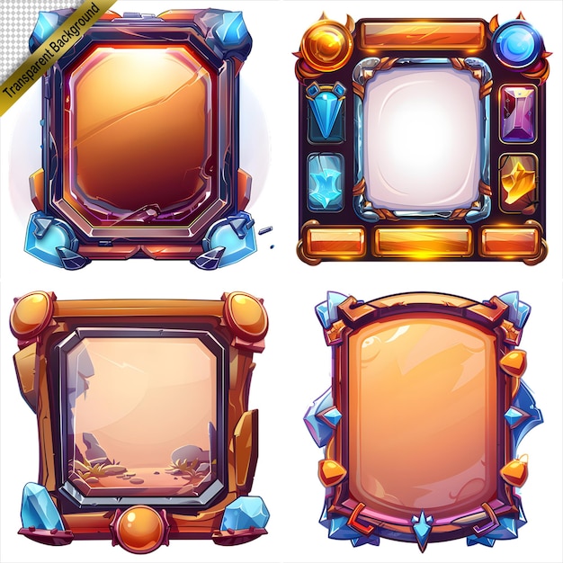 PSD set of colorful frames with different shapes game assets